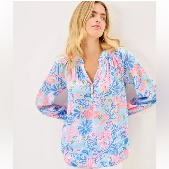 NWT Lilly Pulitzer Elsa Silk Top Sz L - Picture 2 of 5